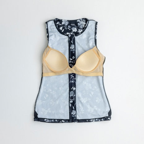 【NIKE ナイキ】レディース フィットネス水着 2993148  総柄ジップ付きセパレーツ ノースリーブ 袖なし セパレート 上下セット フロントジップ