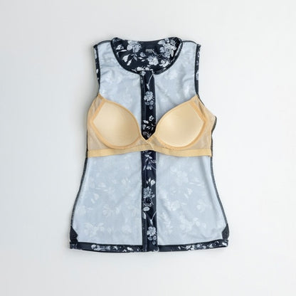 【NIKE ナイキ】レディース フィットネス水着 2993148  総柄ジップ付きセパレーツ ノースリーブ 袖なし セパレート 上下セット フロントジップ