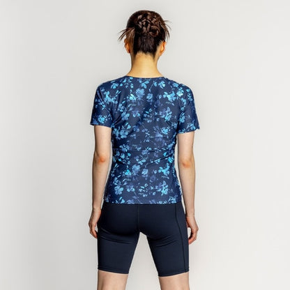 【NIKE ナイキ】レディース フィットネス水着    総柄ジップ付き 半袖セパレーツ セパレート 上下セット 胸カップ付き フロントジップ 袖付き 2993149