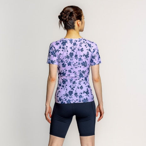 【NIKE ナイキ】レディース フィットネス水着    総柄ジップ付き 半袖セパレーツ セパレート 上下セット 胸カップ付き フロントジップ 袖付き 2993149