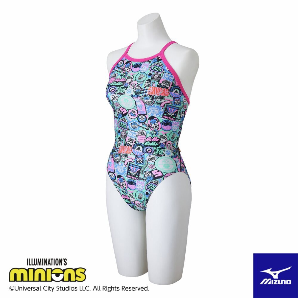 競泳水着  ジュニア  女子  水泳  ミニオンミディアムカット  青  ブルー  120-140センチ  N2MAC49527  運動  スポーツ