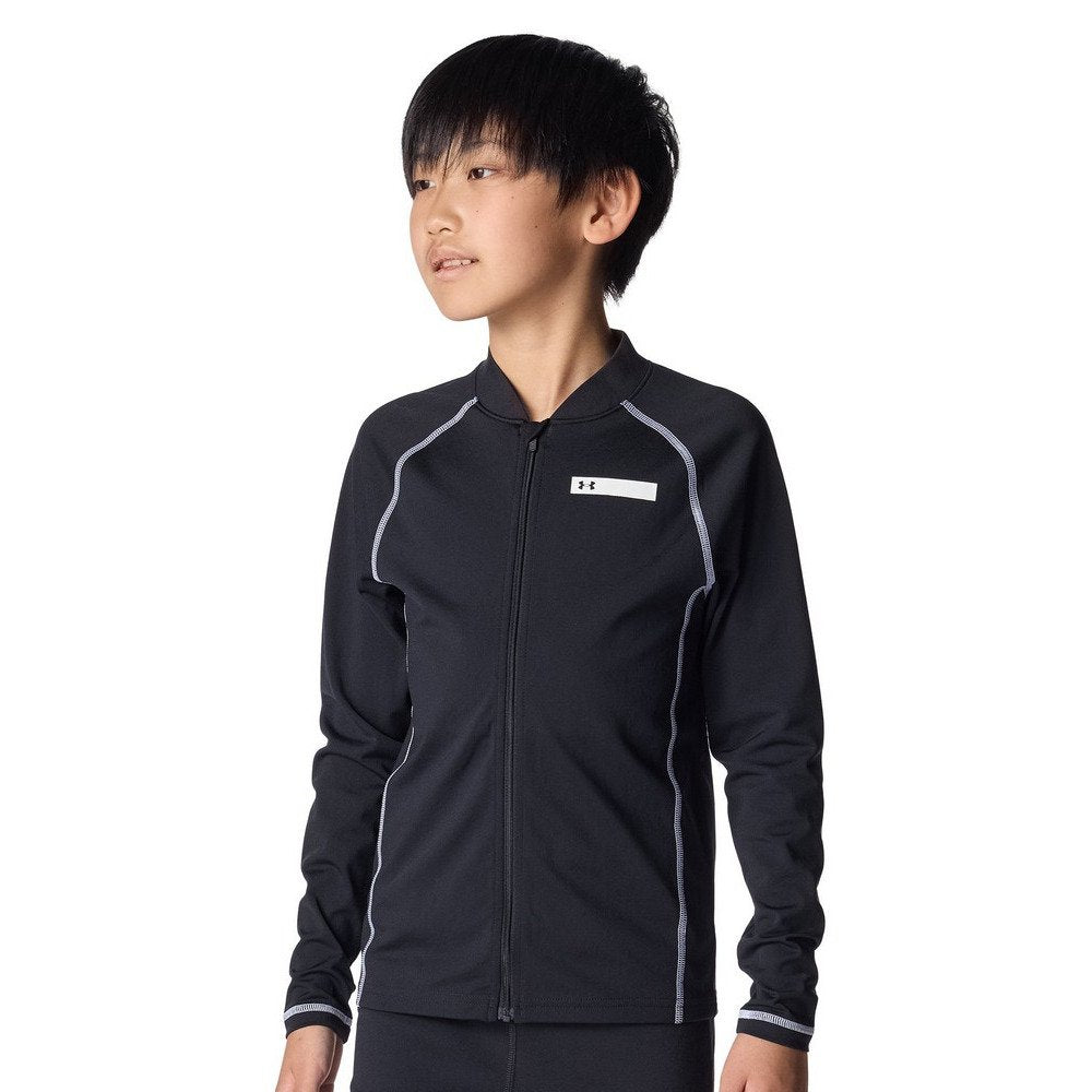 水着 ジュニア 男子 水泳 スイムウェア 長袖 フルジップ ジャケット 黒 120-160サイズ 6012505 001 長袖水着