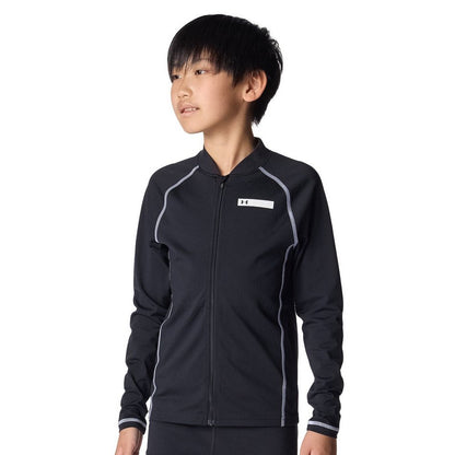 水着 ジュニア 男子 水泳 スイムウェア 長袖 フルジップ ジャケット 黒 120-160サイズ 6012505 001 長袖水着