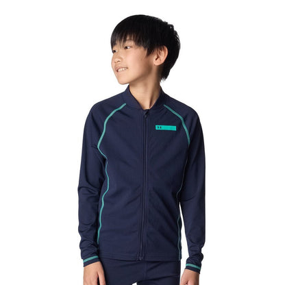 水着 ジュニア 男子 水泳 スイムウェア 長袖 フルジップ ジャケット 黒 120-160サイズ 6012505 001 長袖水着