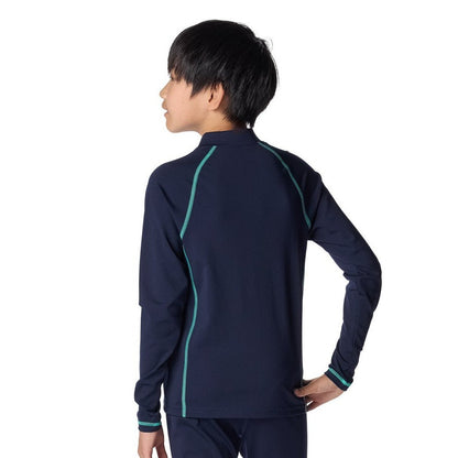 水着 ジュニア 男子 水泳 スイムウェア 長袖 フルジップ ジャケット 黒 120-160サイズ 6012505 001 長袖水着