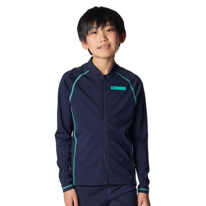水着 ジュニア 男子 水泳 スイムウェア 長袖 フルジップ ジャケット 黒 120-160サイズ 6012505 001 長袖水着