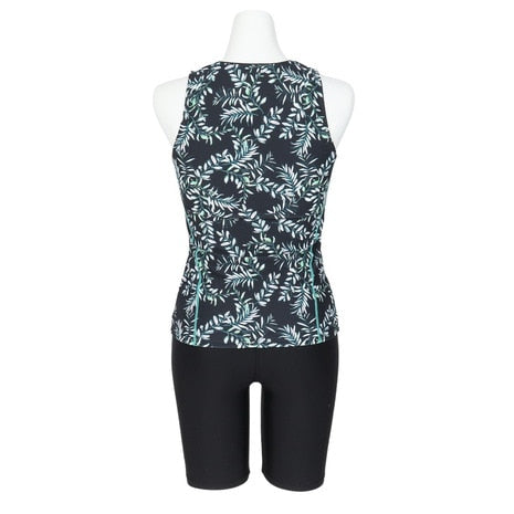 フィットネス水着 レディース FILA セパレート 上下セット リーフ柄プリントジップセパ M-LL 体型カバー フィラ