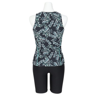 フィットネス水着 レディース FILA セパレート 上下セット リーフ柄プリントジップセパ M-LL 体型カバー フィラ