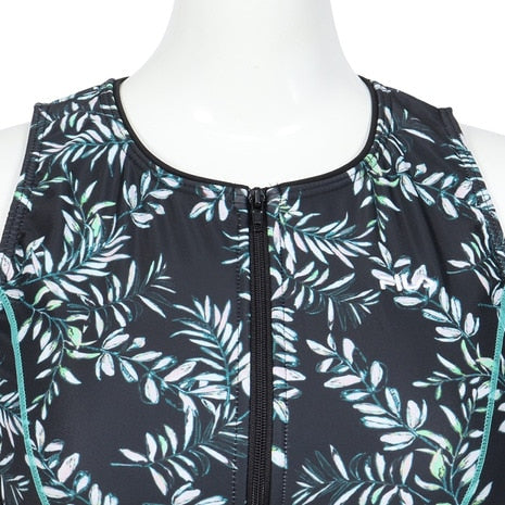 フィットネス水着 レディース FILA セパレート 上下セット リーフ柄プリントジップセパ M-LL 体型カバー フィラ