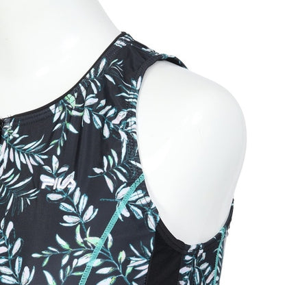 フィットネス水着 レディース FILA セパレート 上下セット リーフ柄プリントジップセパ M-LL 体型カバー フィラ