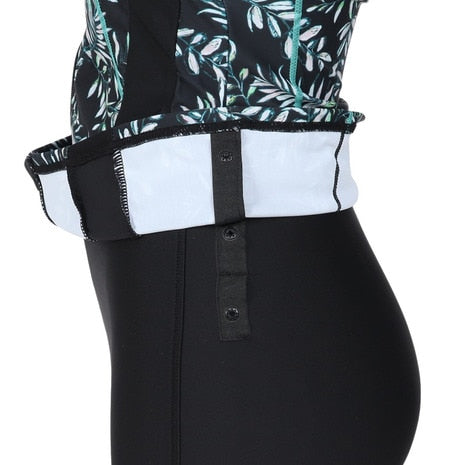 フィットネス水着 レディース FILA セパレート 上下セット リーフ柄プリントジップセパ M-LL 体型カバー フィラ