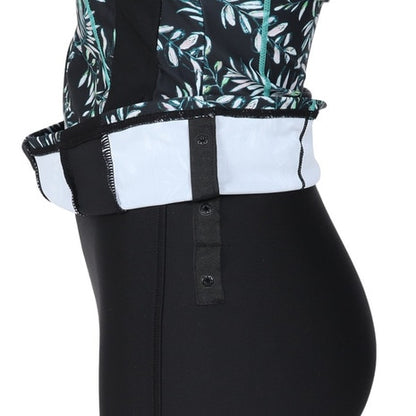 フィットネス水着 レディース FILA セパレート 上下セット リーフ柄プリントジップセパ M-LL 体型カバー フィラ