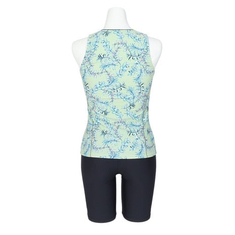 フィットネス水着 レディース FILA セパレート 上下セット リーフ柄プリントジップセパ M-LL 体型カバー フィラ