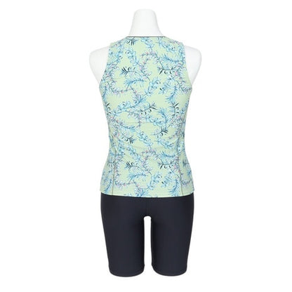 フィットネス水着 レディース FILA セパレート 上下セット リーフ柄プリントジップセパ M-LL 体型カバー フィラ