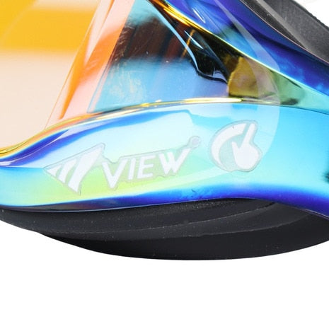 競泳用スイムゴーグル ジュニア用 小学生向け本格レーシングゴーグル ミラーレンズ VIEW ビュー V260JSAM くもり止め加工 UVカット クッション付き FINAマークあり FINA承認 WA承認