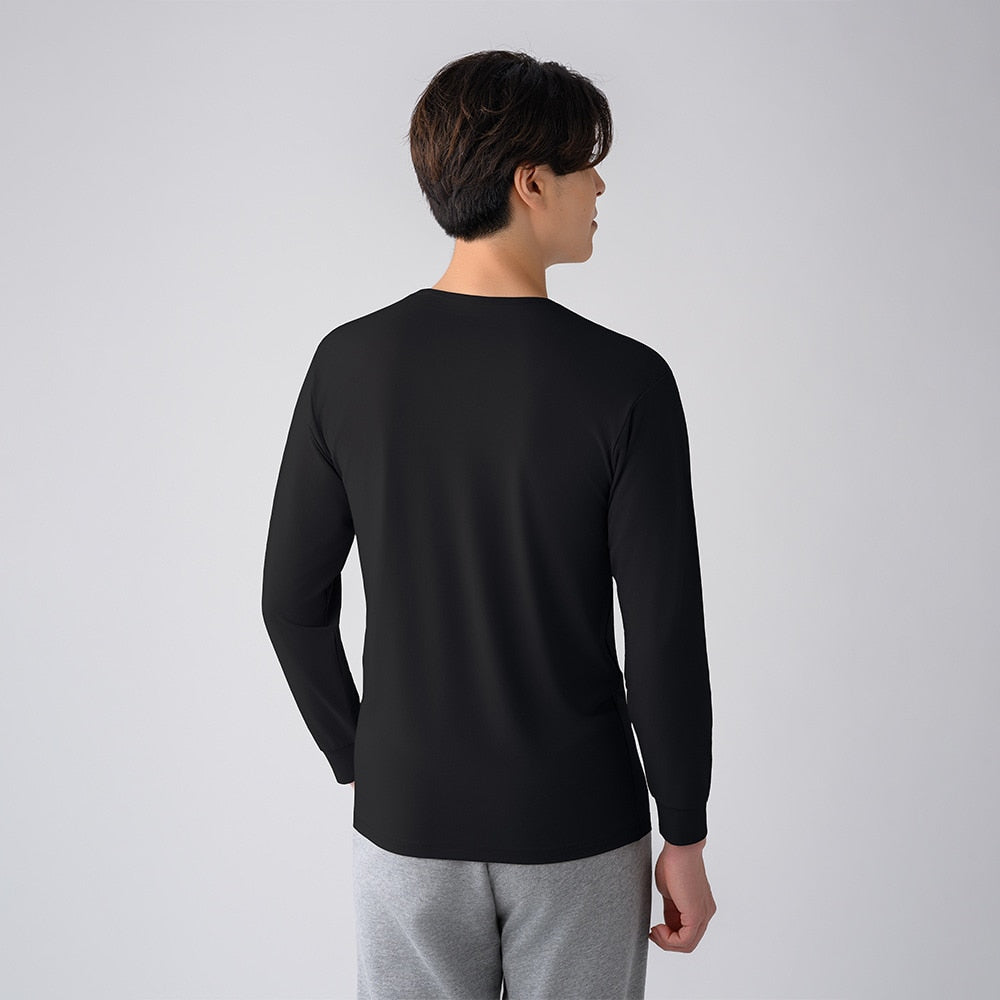 Vネックインナー長袖 リカバリーウェア ブラック 黒 Sサイズ VW-BA-K90A-S