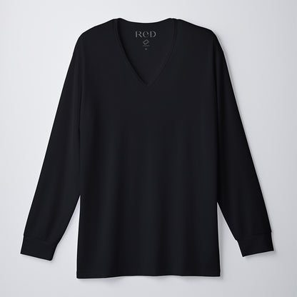 Vネックインナー長袖 リカバリーウェア ブラック 黒 Sサイズ VW-BA-K90A-S