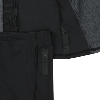 フィットネス水着 レディース 水泳 杢袖付き ZIP セパレート 黒 M-LLサイズ 316602-MBK 上下セット 半袖