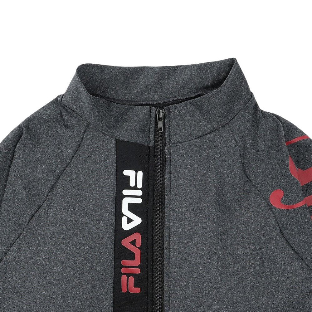 フィットネス水着 レディース 水泳 杢袖付き ZIP セパレート 黒 M-LLサイズ 316602-MBK 上下セット 半袖
