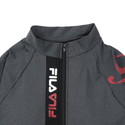 フィットネス水着 レディース 水泳 杢袖付き ZIP セパレート 黒 M-LLサイズ 316602-MBK 上下セット 半袖