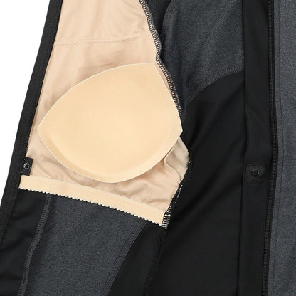 フィットネス水着 レディース 水泳 杢袖付き ZIP セパレート 黒 M-LLサイズ 316602-MBK 上下セット 半袖