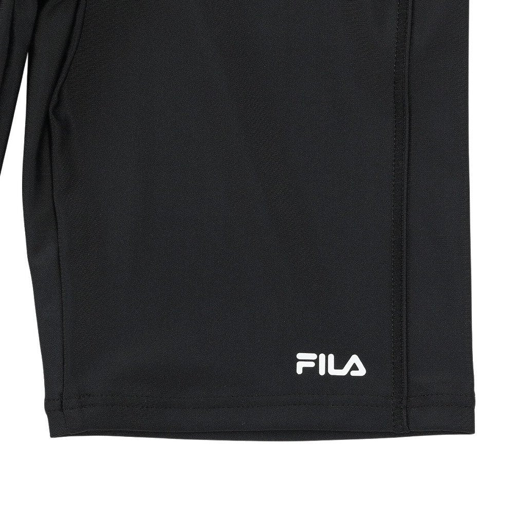 フィットネス水着 レディース 水泳 杢袖付き ZIP セパレート 黒 M-LLサイズ 316602-MBK 上下セット 半袖
