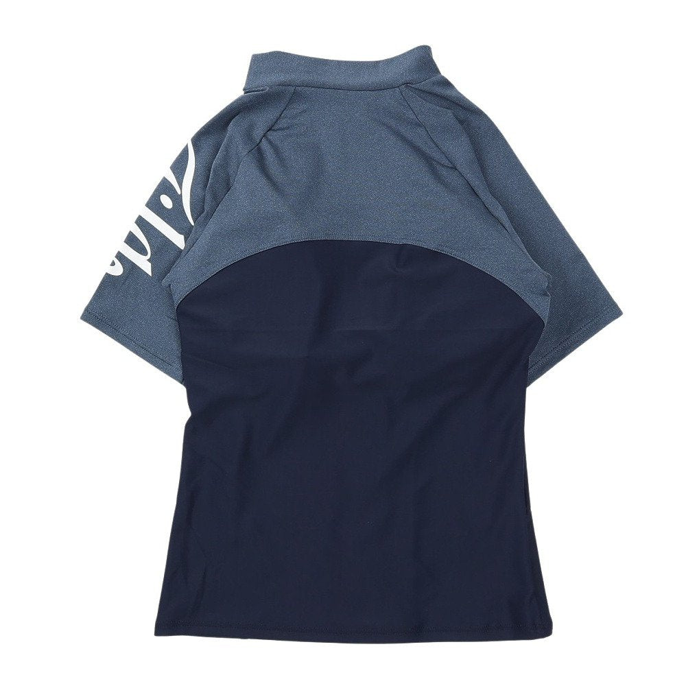 フィットネス水着 レディース 水泳 杢袖付き ZIP セパレート 黒 M-LLサイズ 316602-MBK 上下セット 半袖