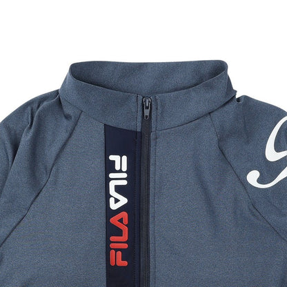 フィットネス水着 レディース 水泳 杢袖付き ZIP セパレート 黒 M-LLサイズ 316602-MBK 上下セット 半袖
