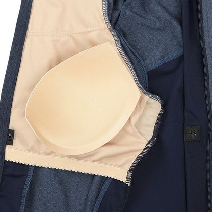 フィットネス水着 レディース 水泳 杢袖付き ZIP セパレート 黒 M-LLサイズ 316602-MBK 上下セット 半袖