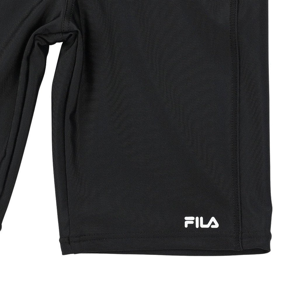 フィットネス水着 レディース 水泳 杢袖付き ZIP セパレート 黒 M-LLサイズ 316602-MBK 上下セット 半袖