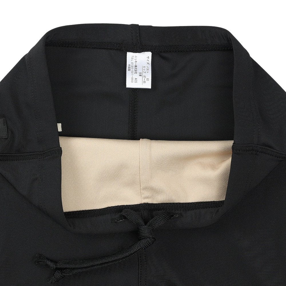 フィットネス水着 レディース 水泳 杢袖付き ZIP セパレート 黒 M-LLサイズ 316602-MBK 上下セット 半袖