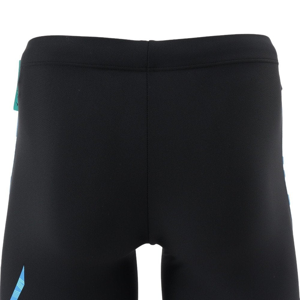 水着 メンズ 水泳 アクアフィットネス用 ハーフスパッツ 立体カップ付 黒×青 S-LLサイズ N2JBD11192