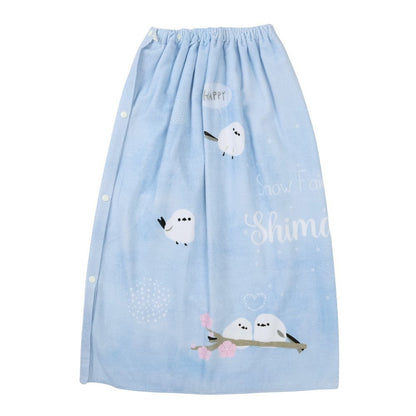 スイムタオル 水泳 タオル シマエナガ 青 80cm丈 215053 巻きタオル ラップタオル