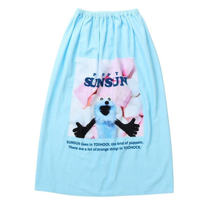 スイムタオル パペットスンスン 水泳 タオル PUPPET SUNSUN 青 80cm丈 216843 巻きタオル ラップタオル