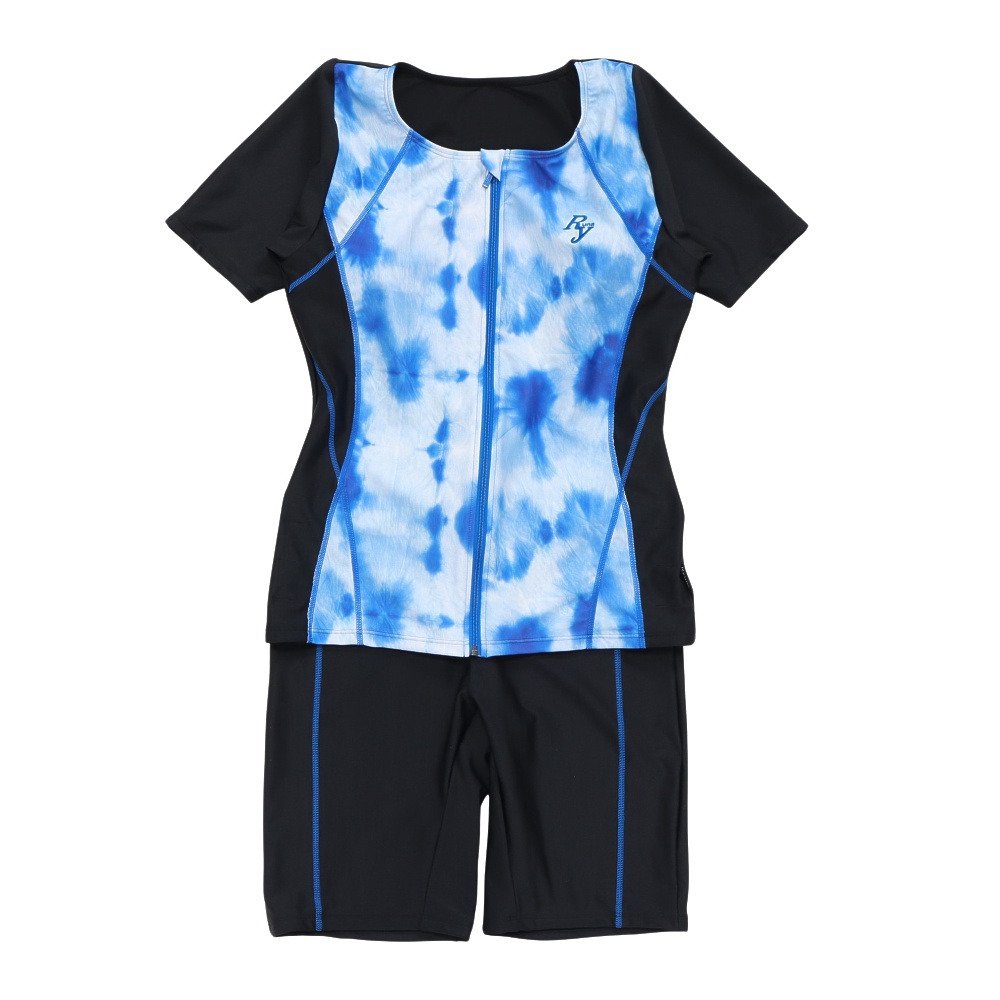 リュウナ フィットネス水着 レディース 水泳 日本製絞り柄 半袖 KO2611S