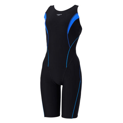 【SPEEDO（スピード）】レディース フィットネス水着 フィールアップルースン ニースキン 黒×青 M-LLサイズ SFW12560 KB