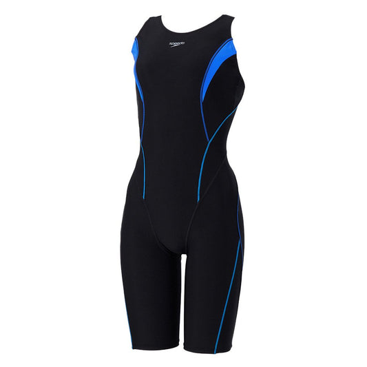 【SPEEDO（スピード）】レディース フィットネス水着 フィールアップルースン ニースキン 黒×青 M-LLサイズ SFW12560 KB