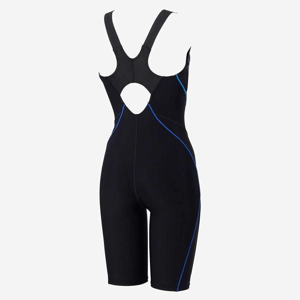 【SPEEDO（スピード）】レディース フィットネス水着 フィールアップルースン ニースキン 黒×青 M-LLサイズ SFW12560 KB