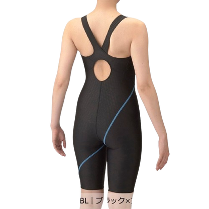 フィットネス水着 アクアエクサ フィットネスワンピーススパッツ ブラック×ブルー S-3Lサイズ AS5SWF02L BKBL
