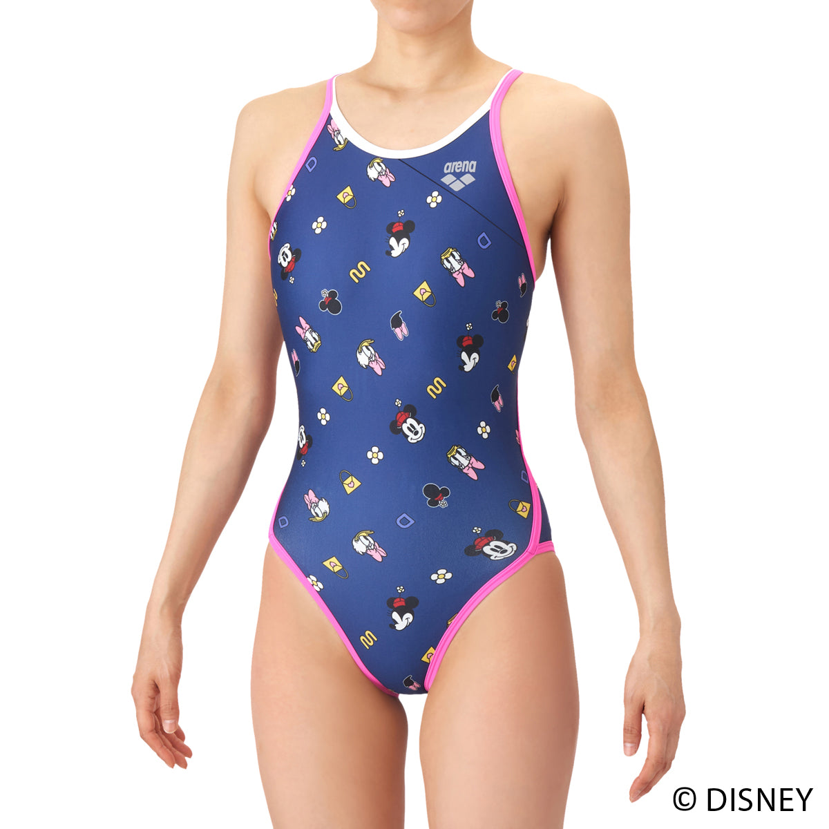 【arena（アリーナ）】ジュニア ガールズ 女子 競泳水着 練習用 トレーニング水着 TOUGHSUIT(タフスーツ) ディズニー ミッキー ドナルド ミニー デイジー ワンピース Disney AS6SWM51G