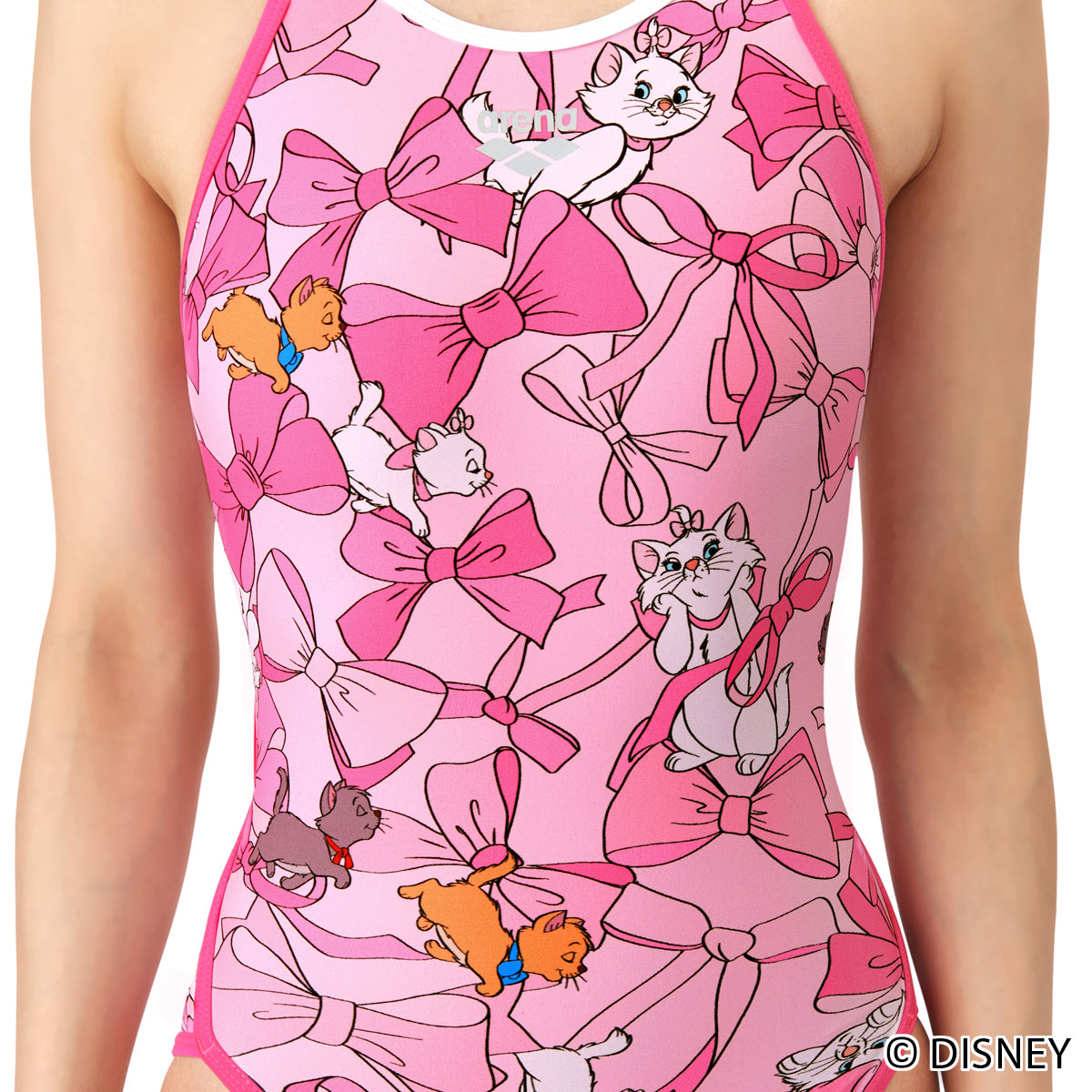 【arena（アリーナ）】ジュニア ガールズ 女子 競泳水着 練習用 トレーニング水着 TOUGHSUIT(タフスーツ) ディズニー おしゃれキャット マリー ベルリオーズ トゥルーズ  Disney AS6SWM54G