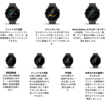 【GARMIN ガーミン】スマートウォッチ 時計 フォーアスリート 55 ForeAthlete 55 Black 010-02562-40