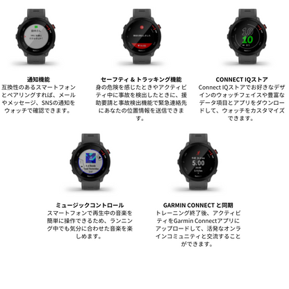 【GARMIN ガーミン】スマートウォッチ 時計 フォーアスリート 55 ForeAthlete 55 Black 010-02562-40