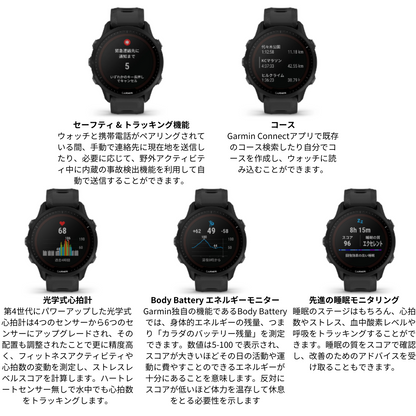 【GARMIN ガーミン】スマートウォッチ 時計 GPSランニングウォッチ フォアランナー スイム対応 FR955 Dual Power Black 010-02638-D0