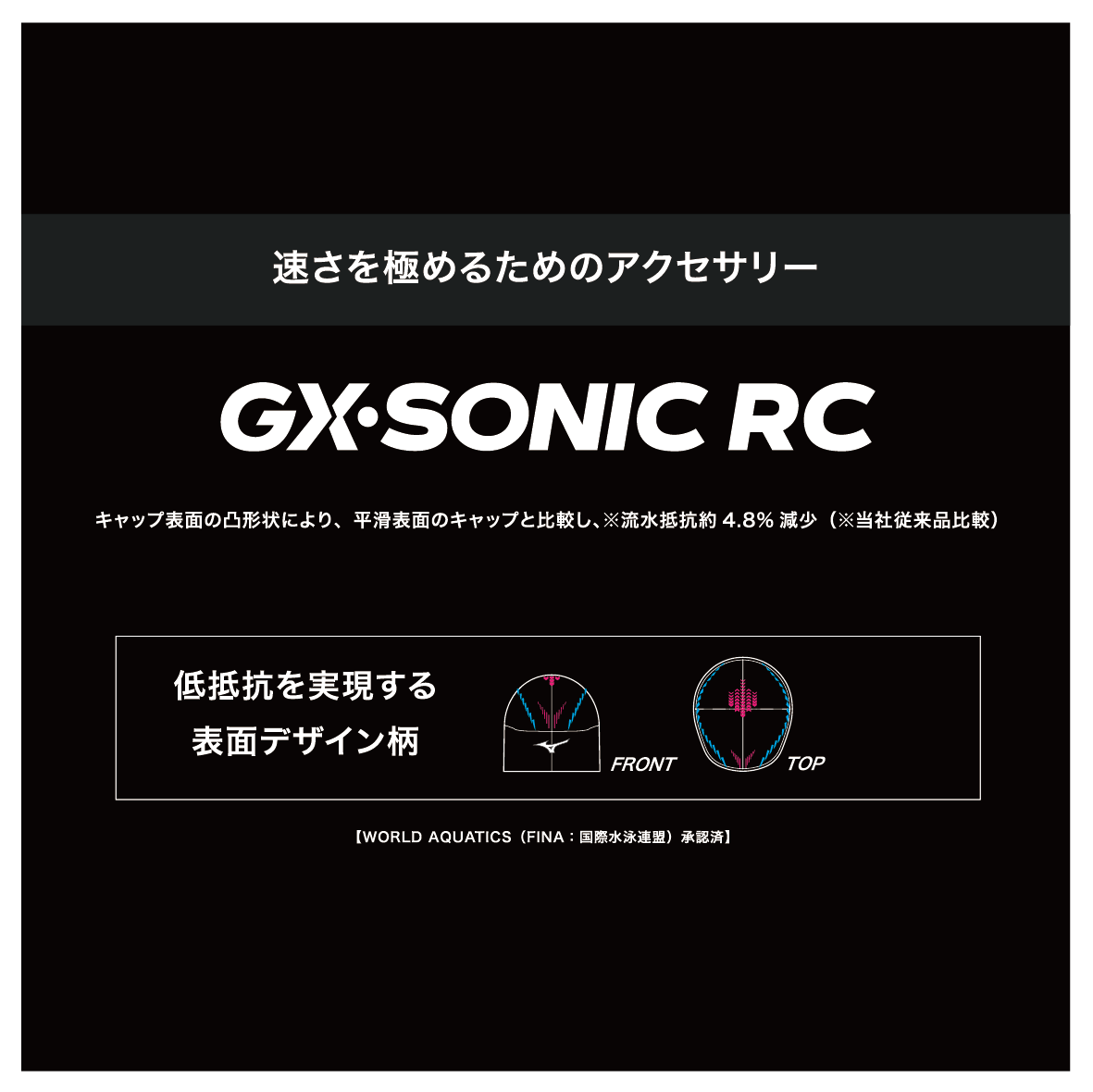 GX・SONIC RC PLUS(小さめサイズ)FINA承認【MIZUNO(ミズノ)-キャップ N2JWA501】