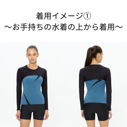 Speedo レディース フィットネス水着 トップス 長袖 スワーム SWARM SFW72610 ブラック