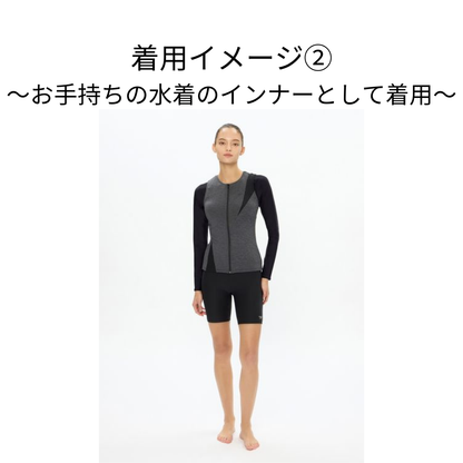 Speedo レディース フィットネス水着 トップス 長袖 スワーム SWARM SFW72610 ブラック
