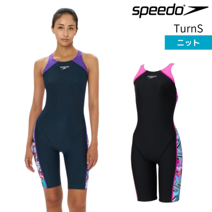 Speedo レディース 競泳水着 練習用水着 トレーニング水着 TurnS ターンズ ワーディングストライプスターンズパズルミニオープンバッグニースキン スピード オールインワン W-STRIPES T-MO KNE STW12607