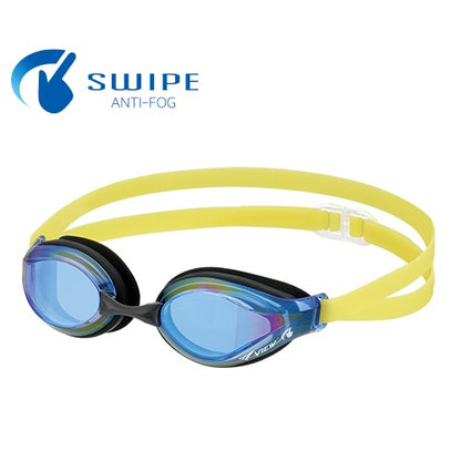 競泳用スイムゴーグル ジュニア用 小学生向け本格レーシングゴーグル ミラーレンズ VIEW ビュー V260JSAM くもり止め加工 UVカット クッション付き FINAマークあり FINA承認 WA承認