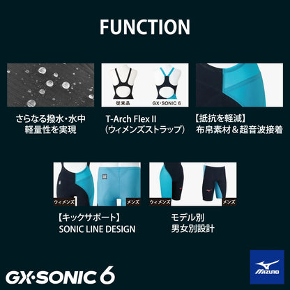 【MIZUNO（ミズノ）】レディース 競泳水着 レーシング水着 WA承認 GX・SONIC 6 ET ハーフレッグ 高速水着 N2MGA70393
